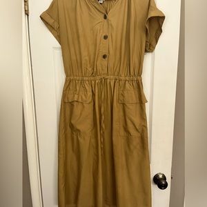 Casual work dress, mustard/brown color for fall